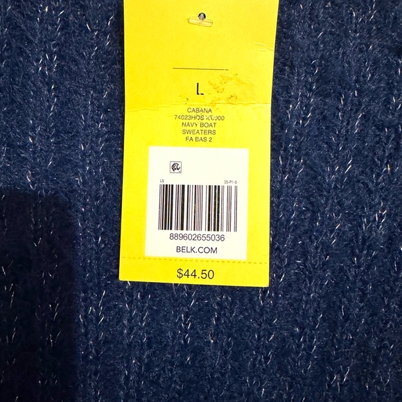 NWT Blue Fuzzy Crew Neck Sweater  LARGE      #1 - Picture 8 of 8